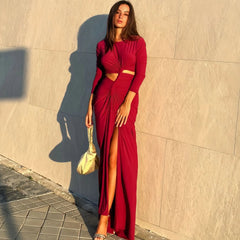 Long-Sleeved Irregular Bodycon Dress Mssaz Desses