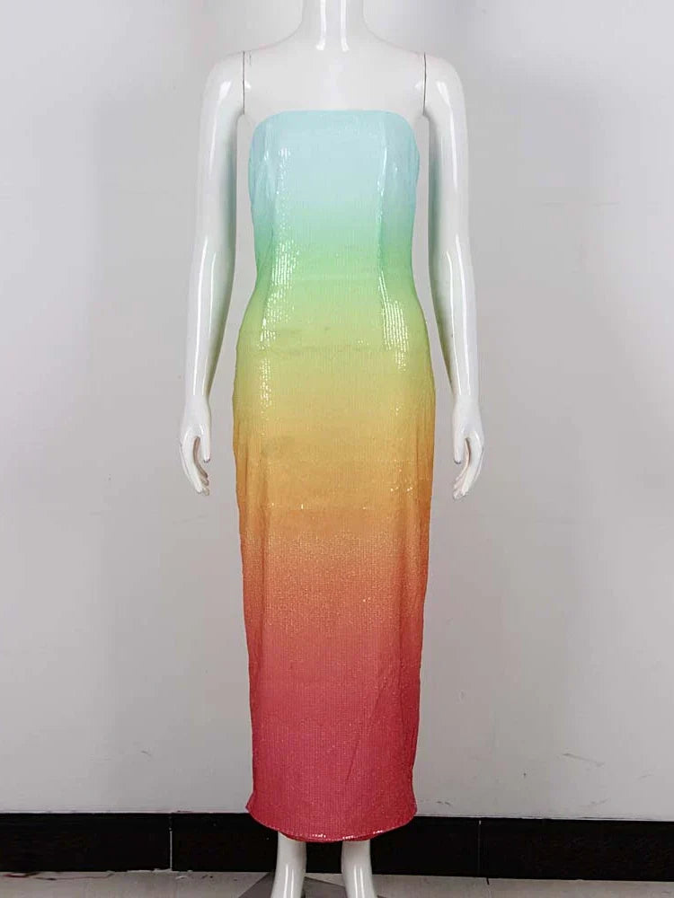 Sequin Ombre Midi Dress Mssaz Desses