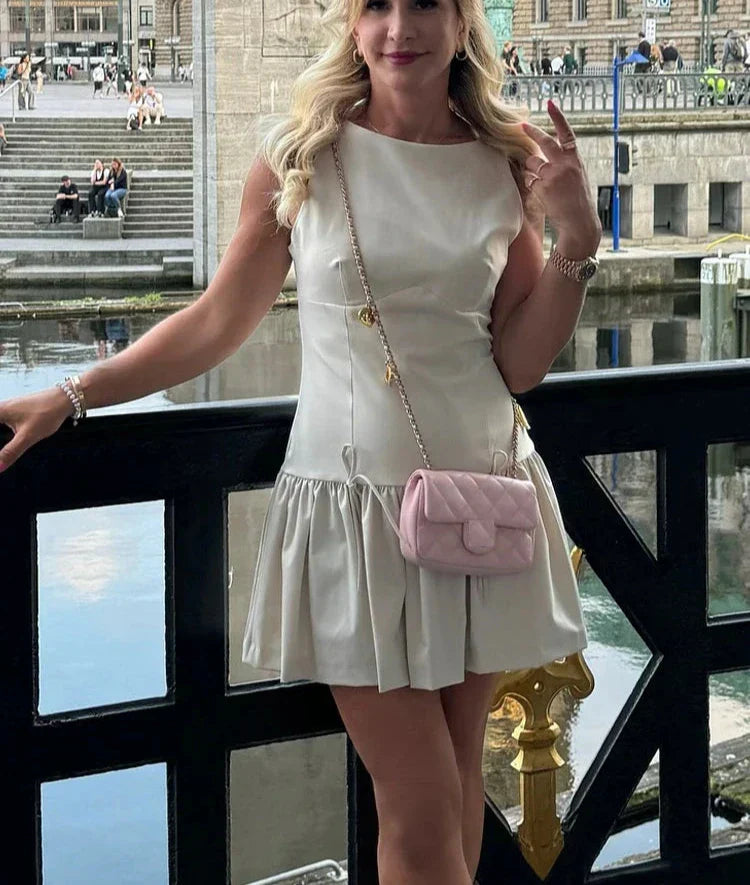 Bow Crew Neck Sleeveless Mini Dress Mssaz Desses