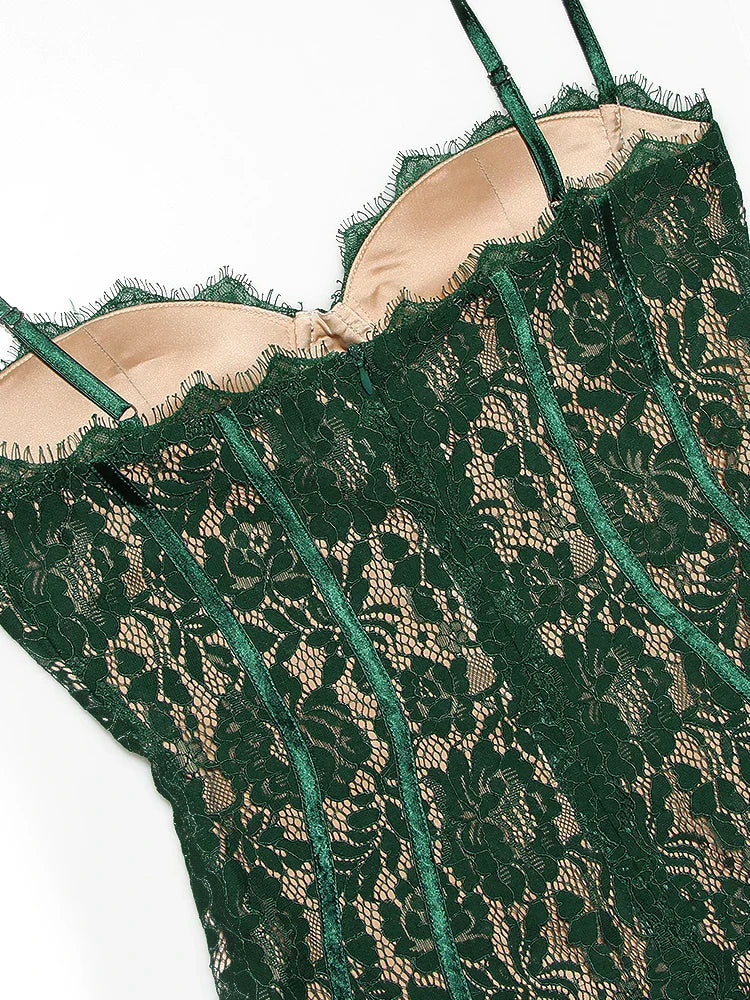 Spaghetti Strap Midi Green Dress Mssaz Desses