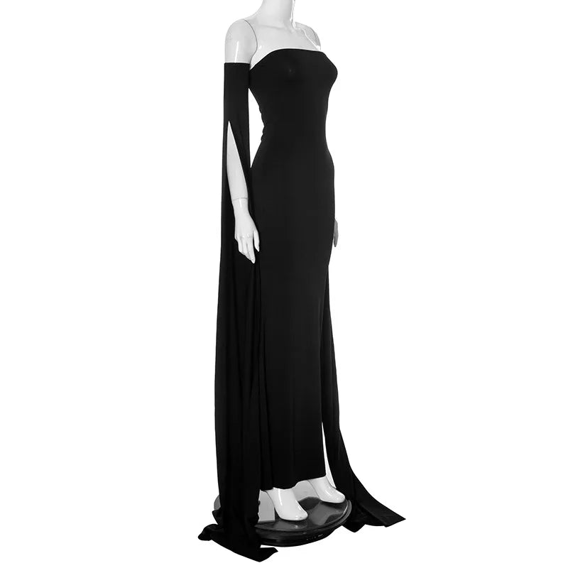 Strapless Extra-long Flare Sleeves Dress Mssaz Desses