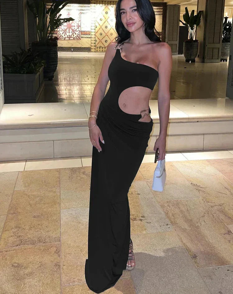 Irregular Hollow Split One Shoulder Dress Mssaz Desses