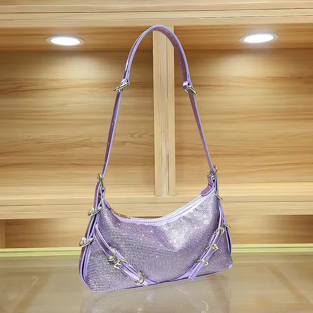 Satin Glitter Shiny Diamonds Clutch Purse Mssza