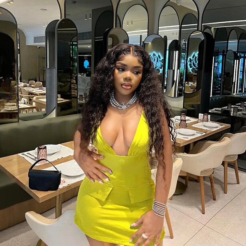 V-Neck Bodycon Mini Dress Mssaz Desses