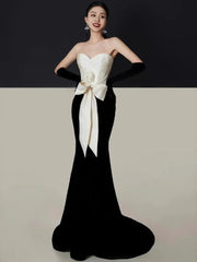 3D Flower Bowknot Patchwork Velvet Dress Mssaz Desses