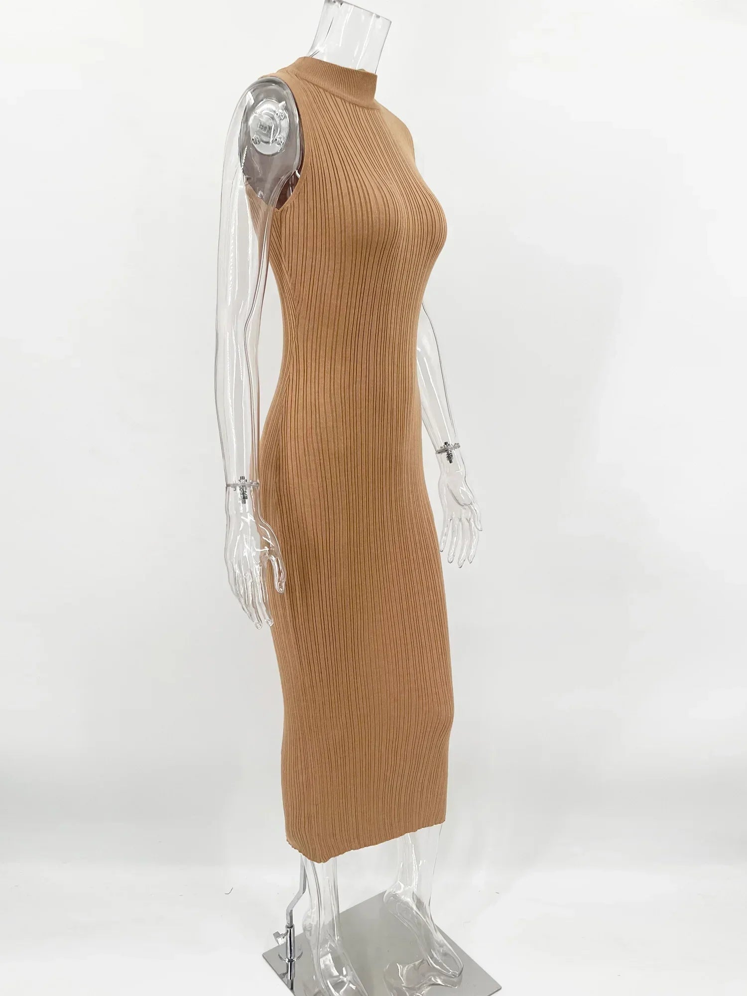 Sleeveless Turtleneck Maxi Dress Mssaz Desses