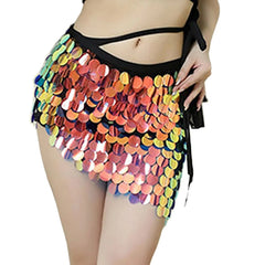 Sequin Tassel Belt Oriental Elegant And Vintage Hip Scarf Mini Skirts Mssza