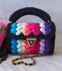 Sequined Handmade Crochet Woven Fabric Strip Handbag Purses Mssza