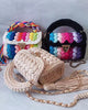 Sequined Handmade Crochet Woven Fabric Strip Handbag Purses Mssza