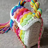 Sequined Handmade Crochet Woven Fabric Strip Handbag Purses Mssza