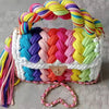Sequined Handmade Crochet Woven Fabric Strip Handbag Purses Mssza