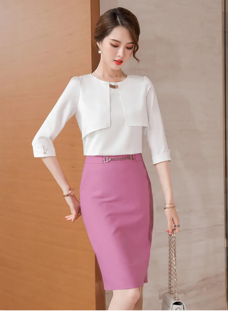 Sequined Natural High Waisted Pencil Elegant And Vintage Midi Skirts Mssza