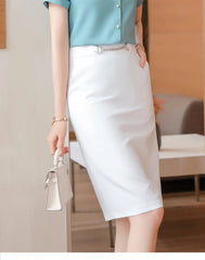 Sequined Natural High Waisted Pencil Elegant And Vintage Midi Skirts Mssza