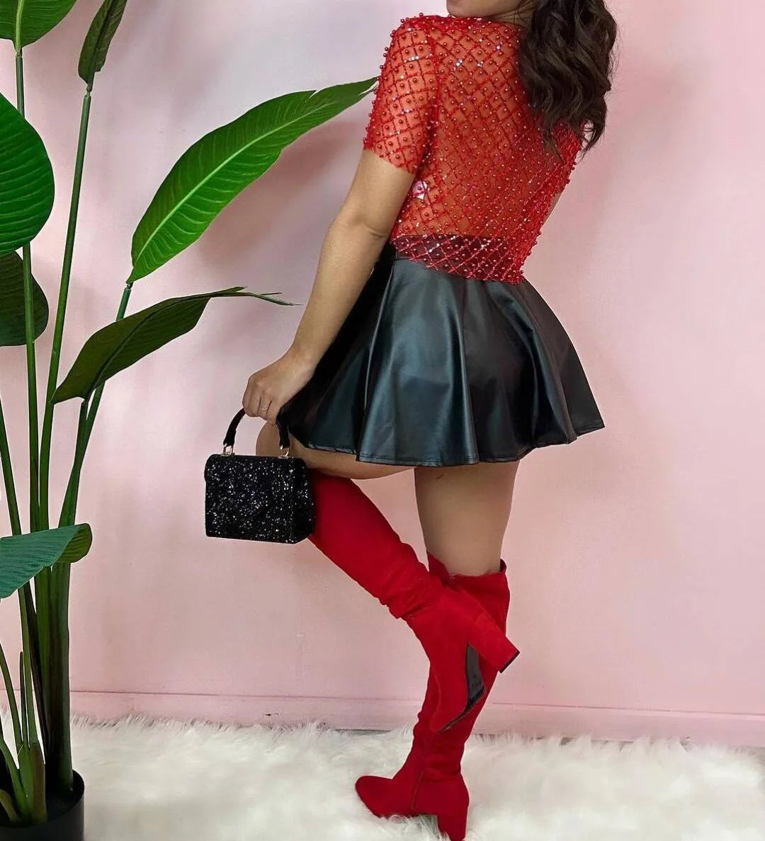 Sequins Glitter T-shirt See Through Sheer Mesh Short Sleeve Tops Transparent Sparkle Crop Tops Mssza