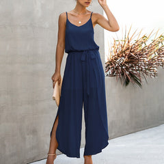 Backless Side Split Hem Rompers Mssza