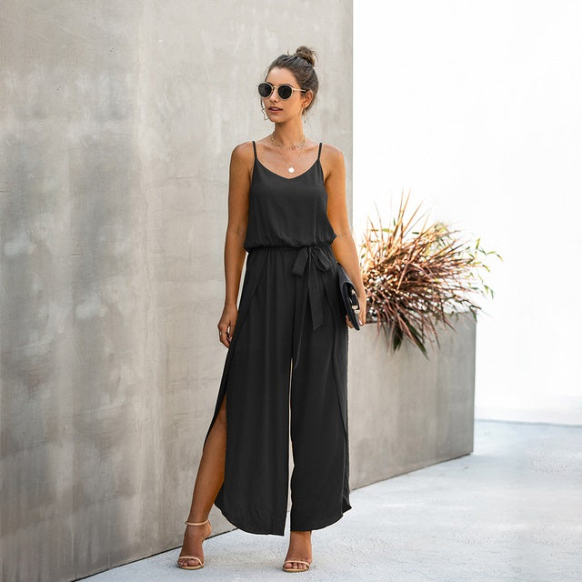 Backless Side Split Hem Rompers Mssza