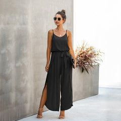 Backless Side Split Hem Rompers Mssza