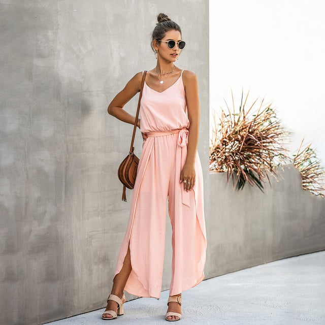 Backless Side Split Hem Rompers Mssza
