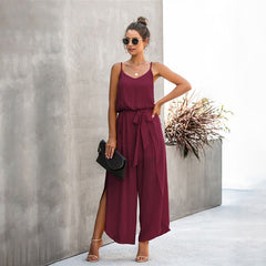 Backless Side Split Hem Rompers Mssza