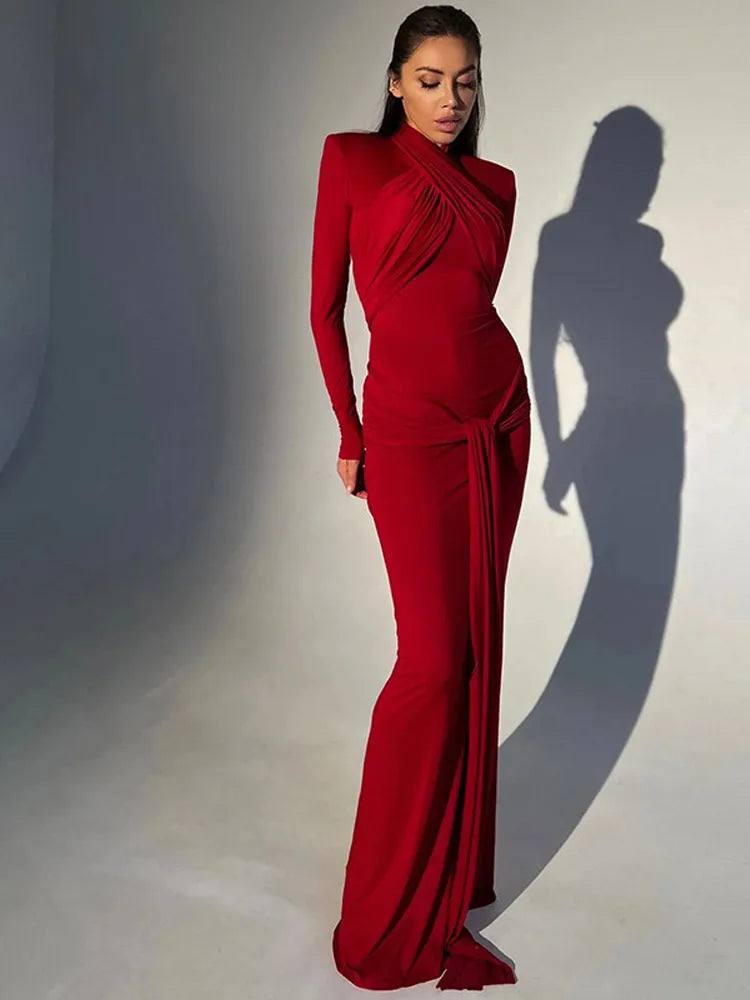 Bandage Bodycon Halter Collar O-neck Long Sleeve Maxi Dress Mssaz Desses