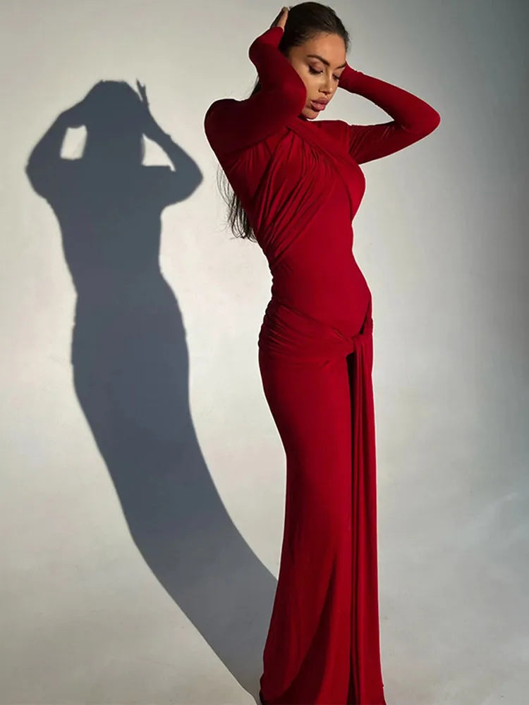 Bandage Bodycon Halter Collar O-neck Long Sleeve Maxi Dress Mssaz Desses