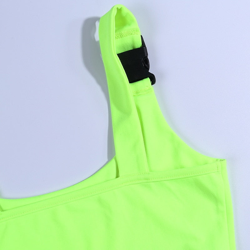 Buckle Bralette Tank And Skirt With Belt Mssza