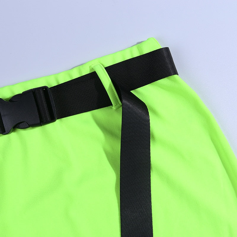Buckle Bralette Tank And Skirt With Belt Mssza