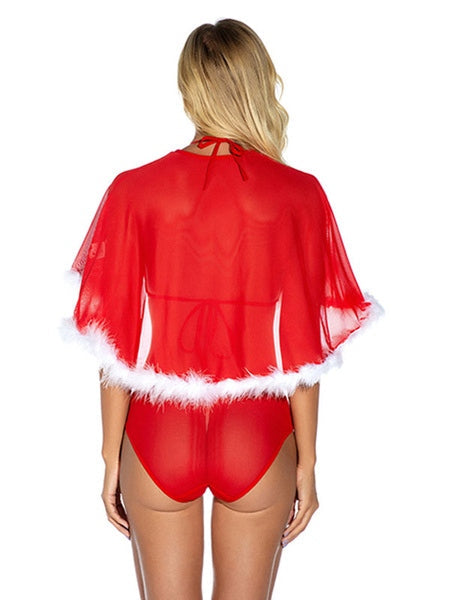Christmas Lingerie Tulle Cloak Underwear Panty Set Mssza