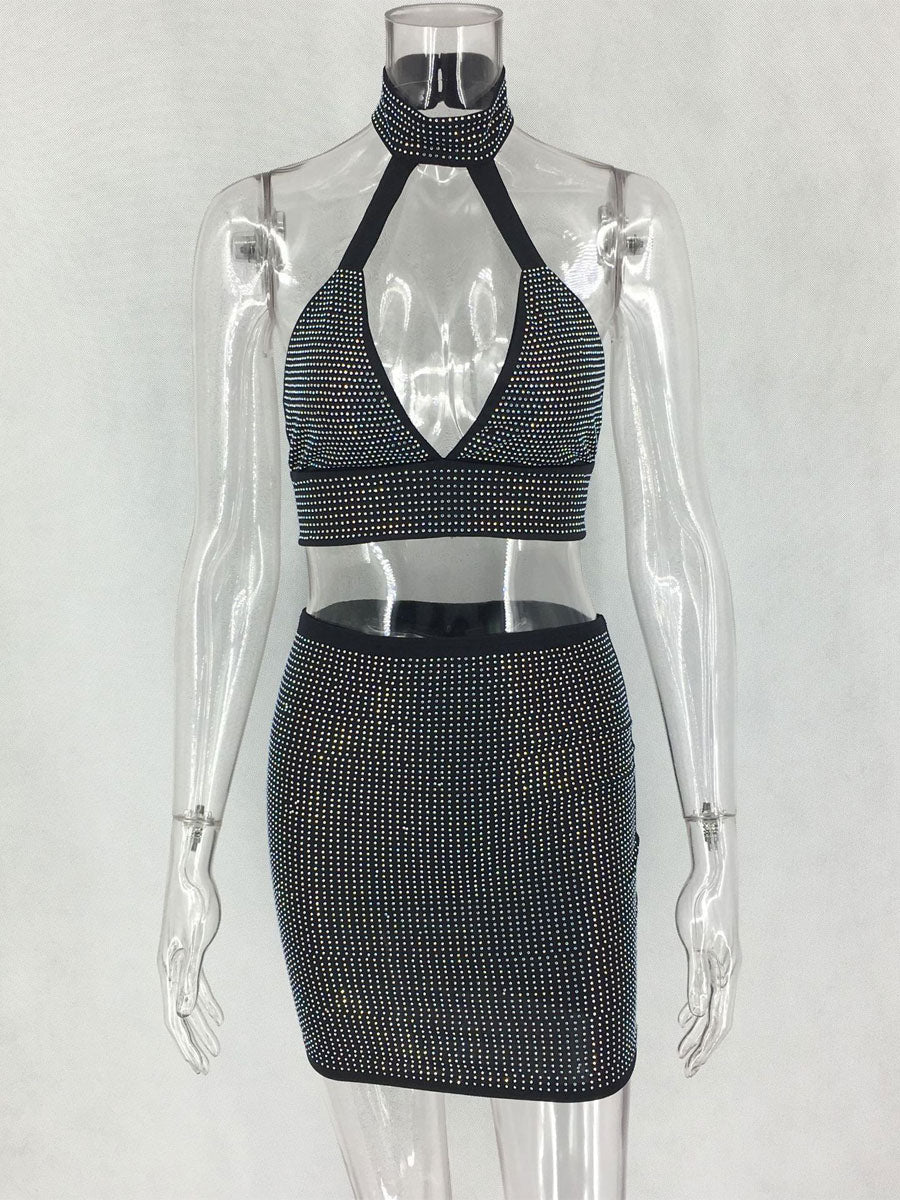 Cut Out Sleeveless Polyester Open Shoulder Bodycon Midi Club Dresses Mssza