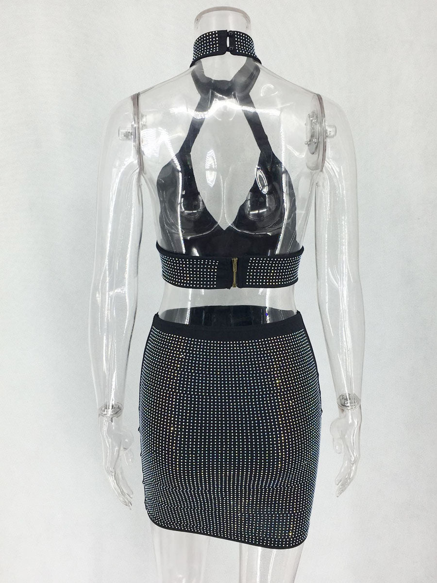 Cut Out Sleeveless Polyester Open Shoulder Bodycon Midi Club Dresses Mssza