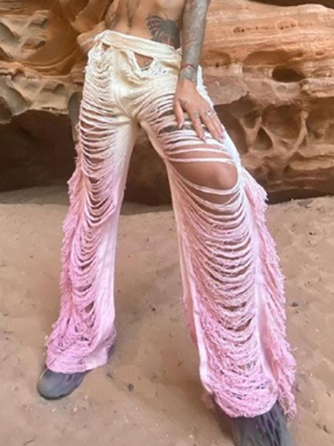 Gradient Trend Loose Party High Waist Trousers Mssza