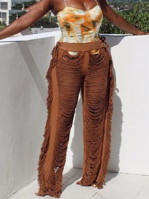 Gradient Trend Loose Party High Waist Trousers Mssza