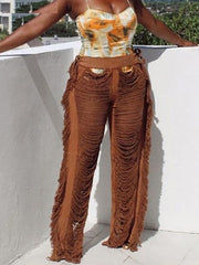 Gradient Trend Loose Party High Waist Trousers Mssza
