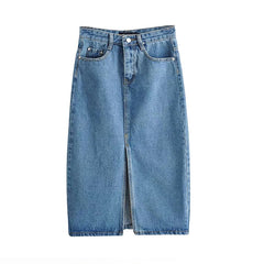 High Waist Split Mid Calf Skirts Mssza