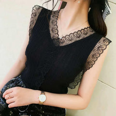 Lace Casual Sleeveless Blouse Mssza