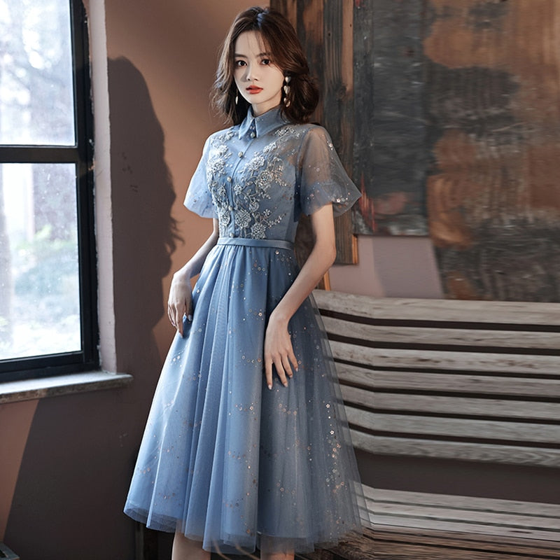 Lace Prom Dresses High Neck Party Graduation Dress Robe Mssaz Desses