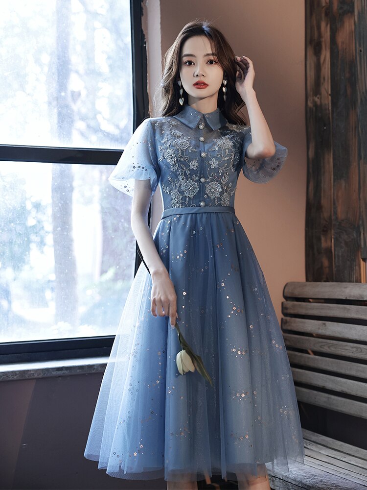 Lace Prom Dresses High Neck Party Graduation Dress Robe Mssaz Desses