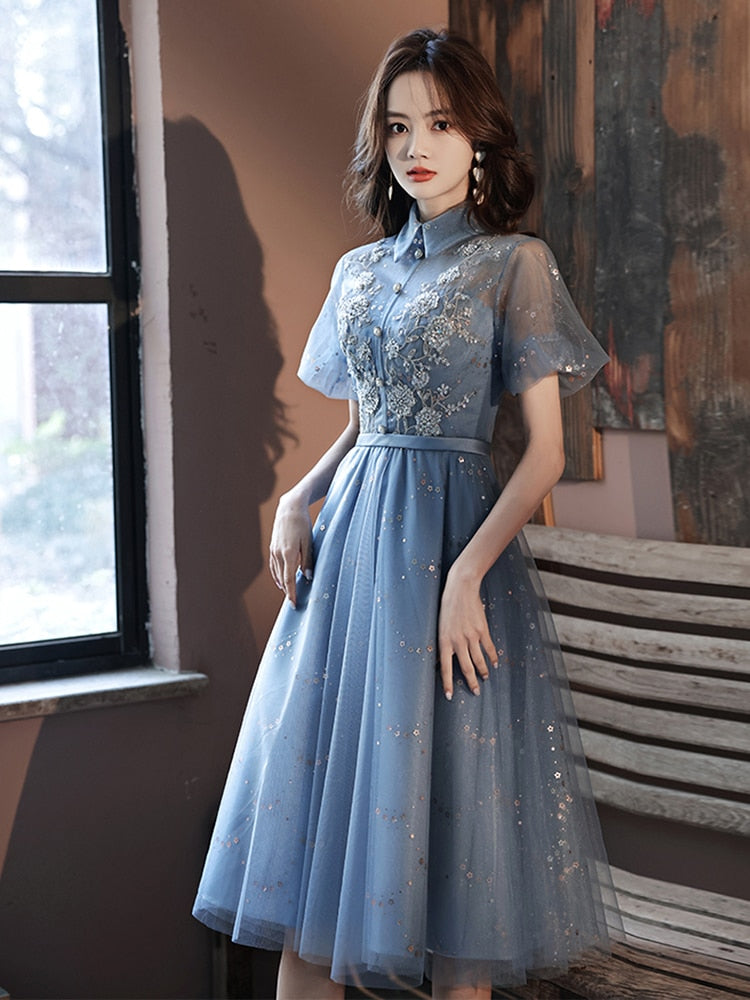 Lace Prom Dresses High Neck Party Graduation Dress Robe Mssaz Desses
