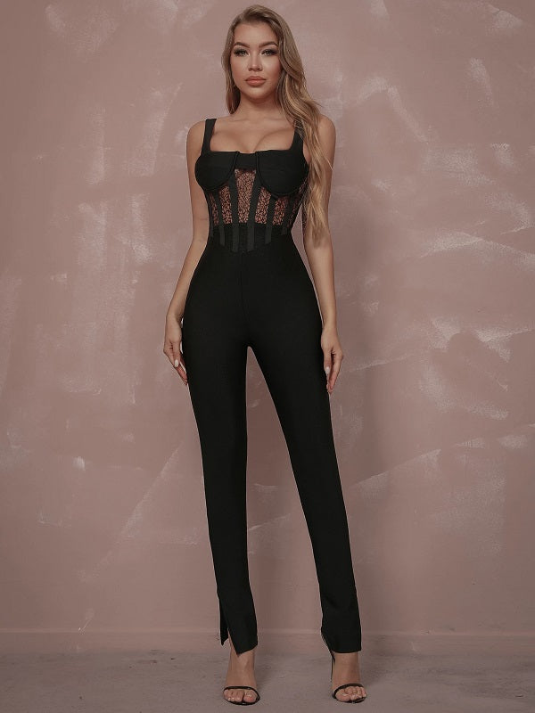 Lace Sleeveless Long Pants Jumpsuits Mssza