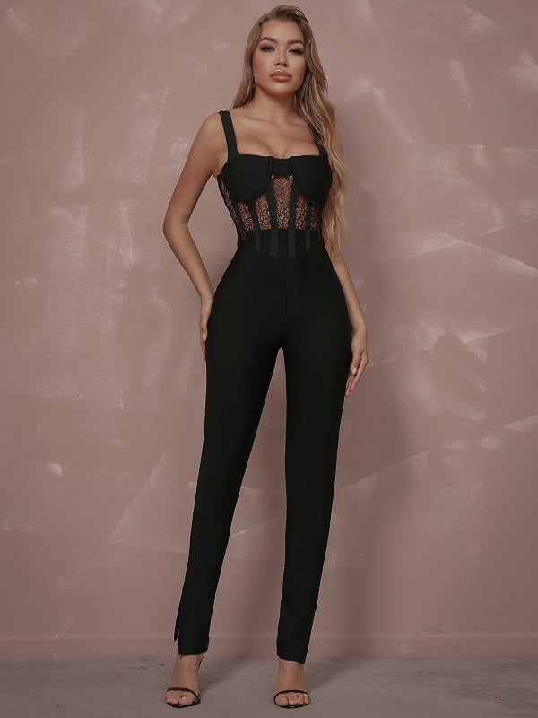 Lace Sleeveless Long Pants Jumpsuits Mssza