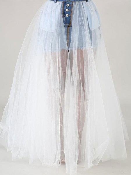 Layered Raised Waist Long Skirt Mssza