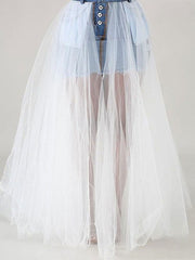Layered Raised Waist Long Skirt Mssza