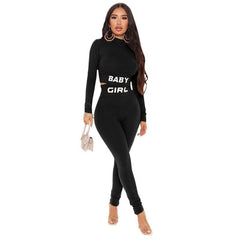 Letter Print Crop Top High Waist Elastic Bodycorn Two Piece Set Mssza