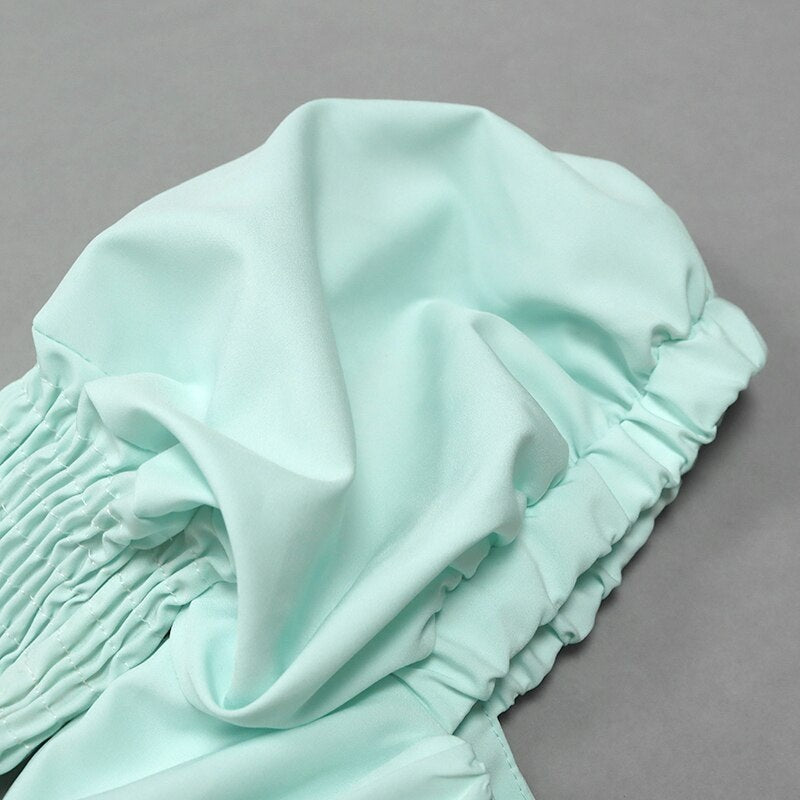 Low Out Long Puff Sleeve Zipper Crop Tops Mssza