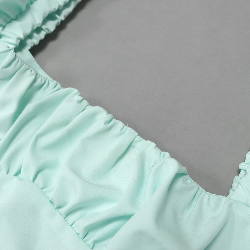 Low Out Long Puff Sleeve Zipper Crop Tops Mssza