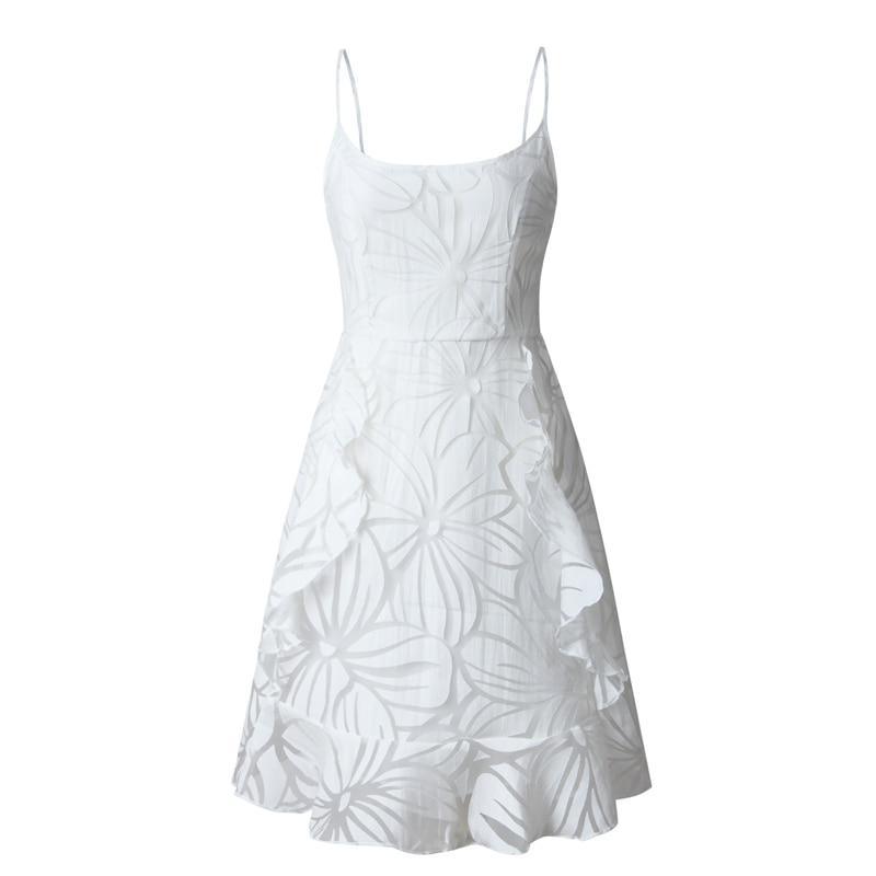 Ruffle Off Shoulder Simple White  Female Halter Vintage Dress Mssaz Desses