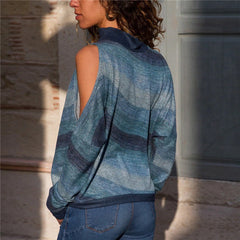 Off Shoulder Long Sleeve Printed Casual Blouse Mssza