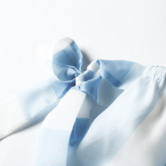 Off Shoulder Striped Bow Sleeve Tops Mssza