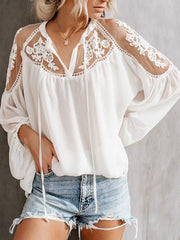 Perspective V-neck Long Sleeve Blouse Mssza