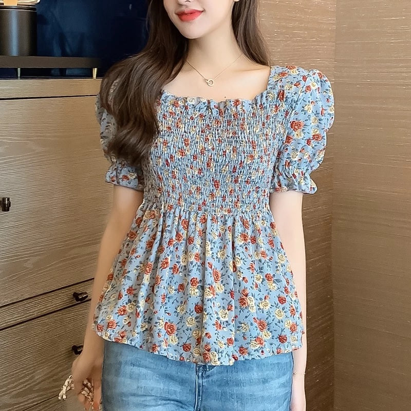 Printed Chiffon Casual Blouse Mssza